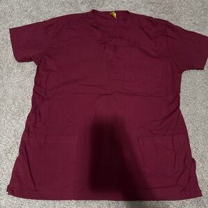 V-Neck Medical Scrub Top in Burgundy